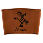 Santa Clause Making Snow Angels Leatherette Cup Sleeve (Personalized)
