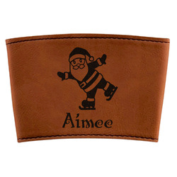 Santa Clause Making Snow Angels Leatherette Cup Sleeve (Personalized)