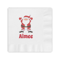 Santa Clause Making Snow Angels Coined Cocktail Napkins (Personalized)