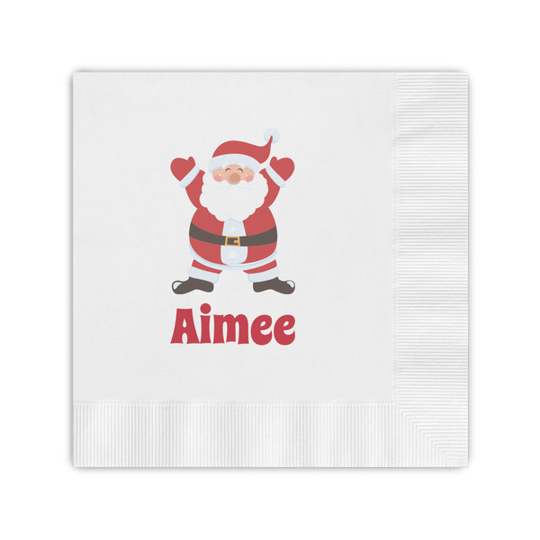 Custom Santa Clause Making Snow Angels Coined Cocktail Napkins (Personalized)
