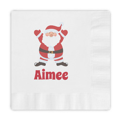 Santa Clause Making Snow Angels Embossed Decorative Napkins (Personalized)