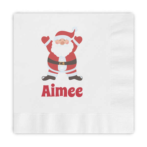 Custom Santa Clause Making Snow Angels Embossed Decorative Napkins (Personalized)