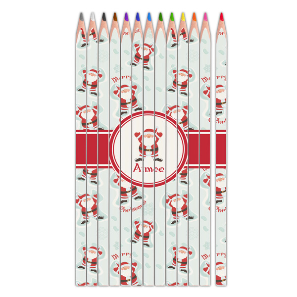 Custom Santa Clause Making Snow Angels Colored Pencils (Personalized)
