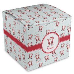 Santa Clause Making Snow Angels Cube Favor Gift Boxes (Personalized)