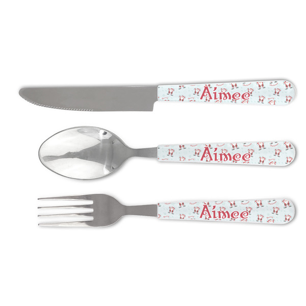 Custom Santa Clause Making Snow Angels Cutlery Set (Personalized)