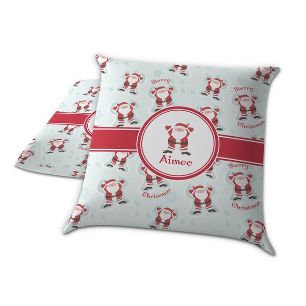 Santa Clause Making Snow Angels Decorative Pillow Case - TWO