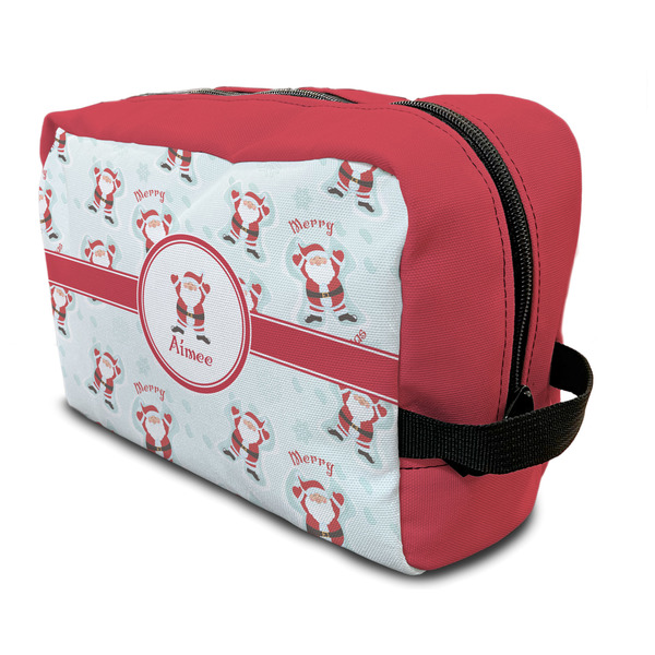 Custom Santa Clause Making Snow Angels Toiletry Bag / Dopp Kit (Personalized)