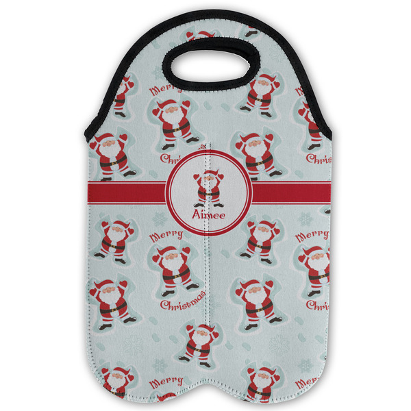 Santa Clause Making Snow Angels Double Wine Tote - Flat (new)