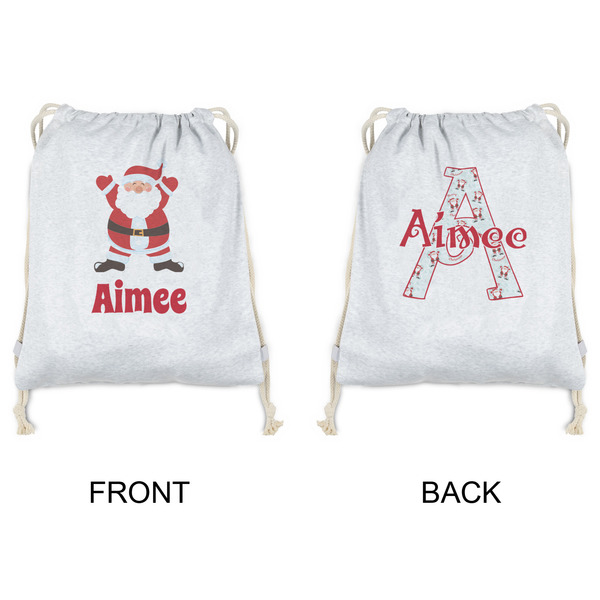 Santa Clause Making Snow Angels Drawstring Backpacks - Sweatshirt Fleece - Double Sided - APPROVAL