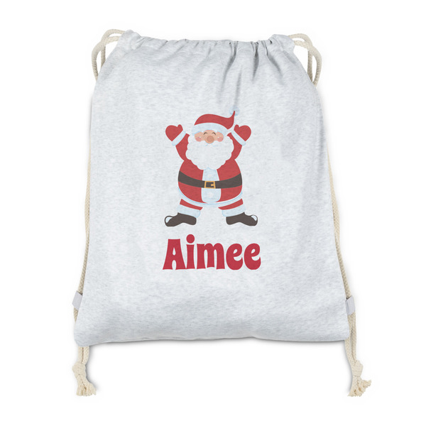Custom Santa Clause Making Snow Angels Drawstring Backpack - Sweatshirt Fleece - Double Sided (Personalized)