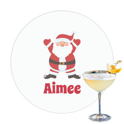 Santa Clause Making Snow Angels Printed Drink Topper - 3.25" (Personalized)