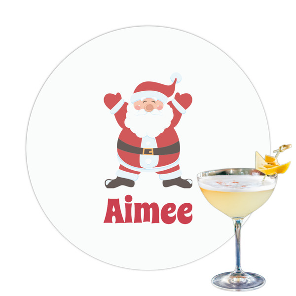 Custom Santa Clause Making Snow Angels Printed Drink Topper - 3.25" (Personalized)
