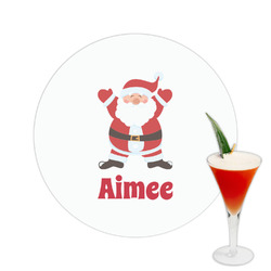Santa Clause Making Snow Angels Printed Drink Topper -  2.5" (Personalized)