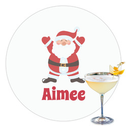 Santa Clause Making Snow Angels Printed Drink Topper - 3.5" (Personalized)