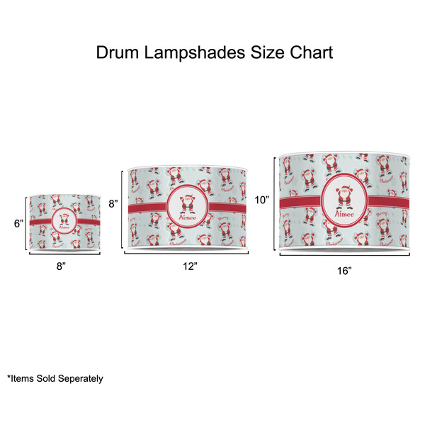 Santa Clause Making Snow Angels Drum Lampshades - Sizing Chart