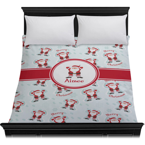 Santa Clause Making Snow Angels Duvet Cover - Queen - On Bed - No Prop