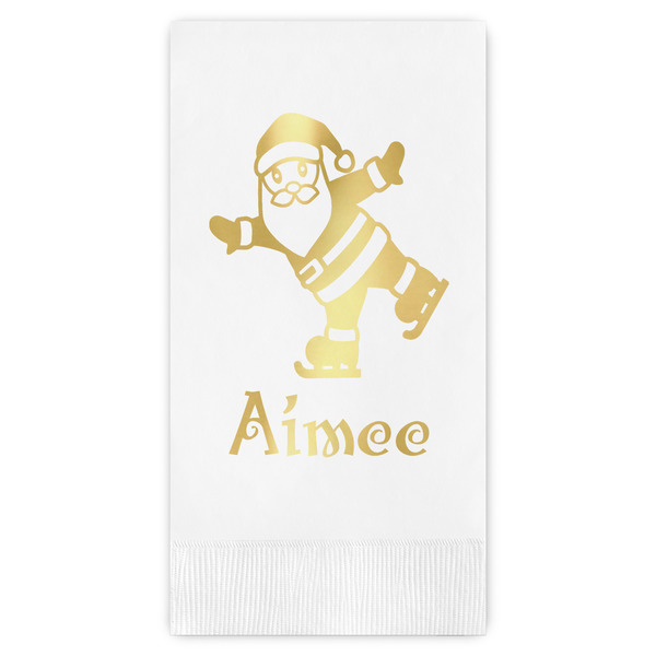 Custom Santa Clause Making Snow Angels Guest Napkins - Foil Stamped (Personalized)