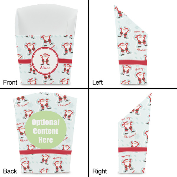 Santa Clause Making Snow Angels French Fry Favor Box - Front & Back View