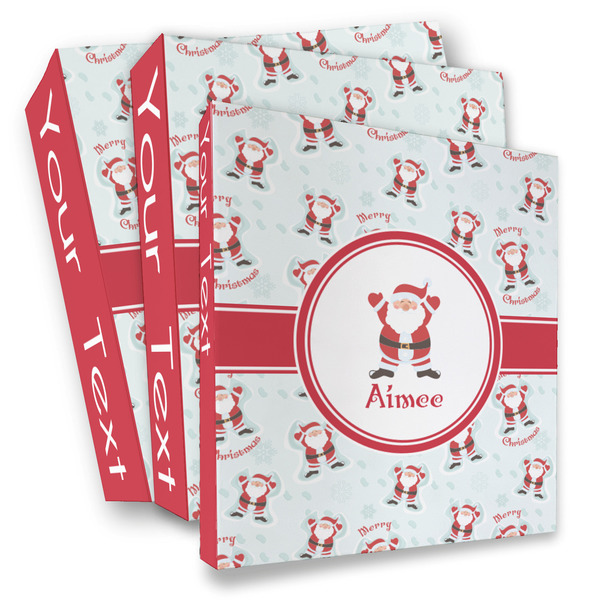 Custom Santa Clause Making Snow Angels 3 Ring Binder - Full Wrap (Personalized)