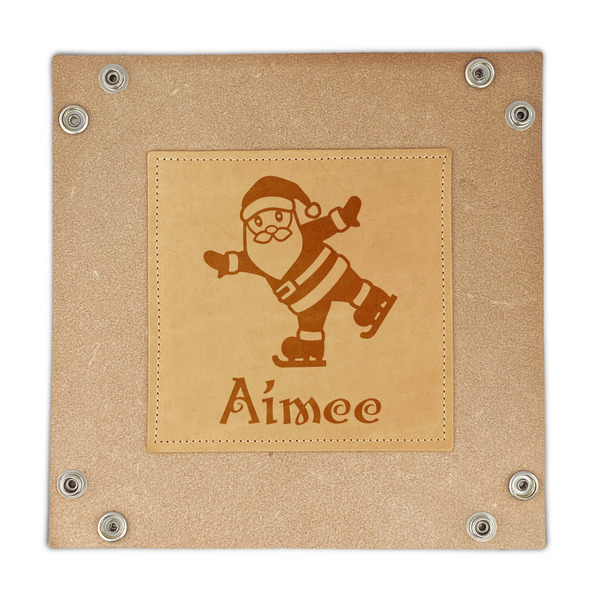 Santa Clause Making Snow Angels Genuine Leather Valet Trays - FRONT (flat)