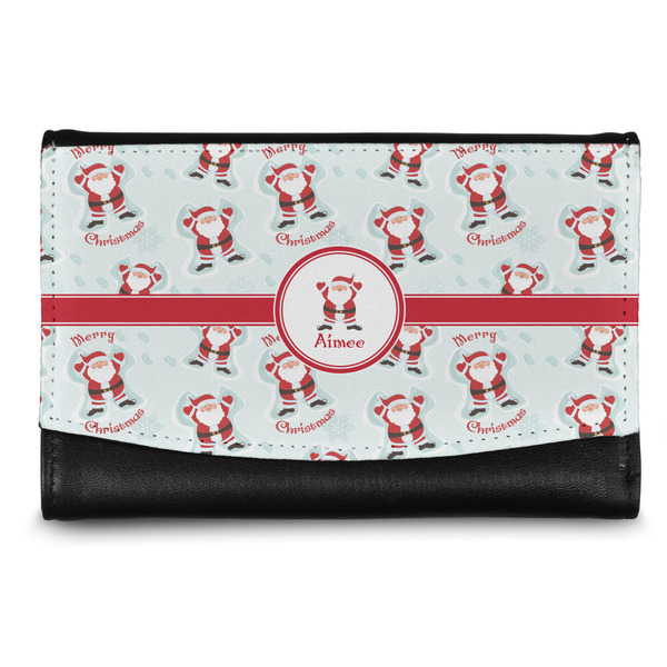 Custom Santa Clause Making Snow Angels Genuine Leather Women's Wallet - Small (Personalized)