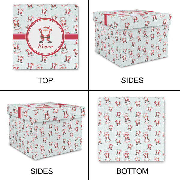 Santa Clause Making Snow Angels Gift Boxes with Lid - Canvas Wrapped - Large - Approval