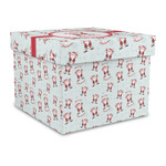 Santa Clause Making Snow Angels Gift Box with Lid - Canvas Wrapped - Large (Personalized)