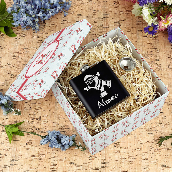 Santa Clause Making Snow Angels Gift Boxes with Lid - Canvas Wrapped - Large - In Context