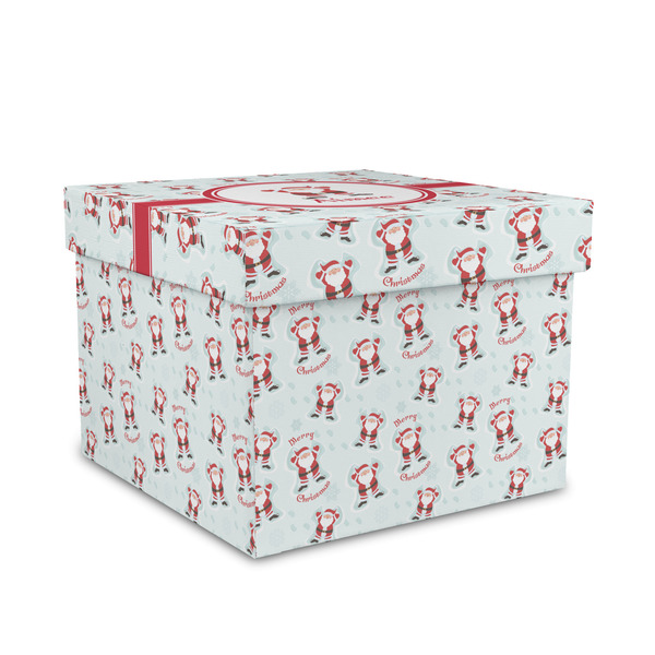 Custom Santa Clause Making Snow Angels Gift Box with Lid - Canvas Wrapped - Medium (Personalized)