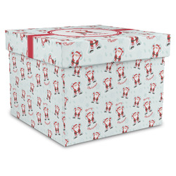 Santa Clause Making Snow Angels Gift Box with Lid - Canvas Wrapped - XX-Large (Personalized)