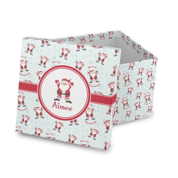 Custom Santa Clause Making Snow Angels Gift Box with Lid - Canvas Wrapped (Personalized)