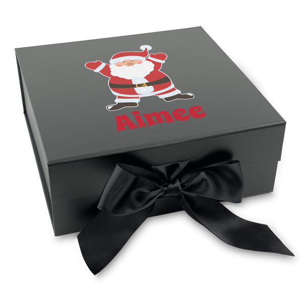 Santa Clause Making Snow Angels Gift Boxes with Magnetic Lid - Black - Front (angle)