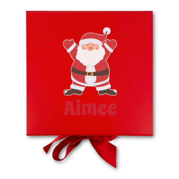 Santa Clause Making Snow Angels Gift Boxes with Magnetic Lid - Red - Approval