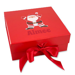 Santa Clause Making Snow Angels Gift Box with Magnetic Lid - Red (Personalized)