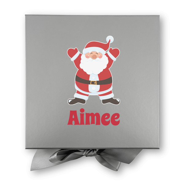 Santa Clause Making Snow Angels Gift Boxes with Magnetic Lid - Silver - Approval