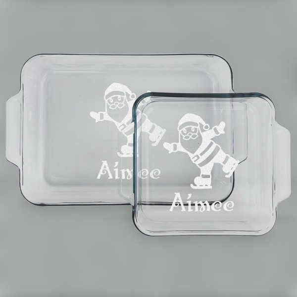 Santa Clause Making Snow Angels Glass Baking Dish Set - MAIN (set)
