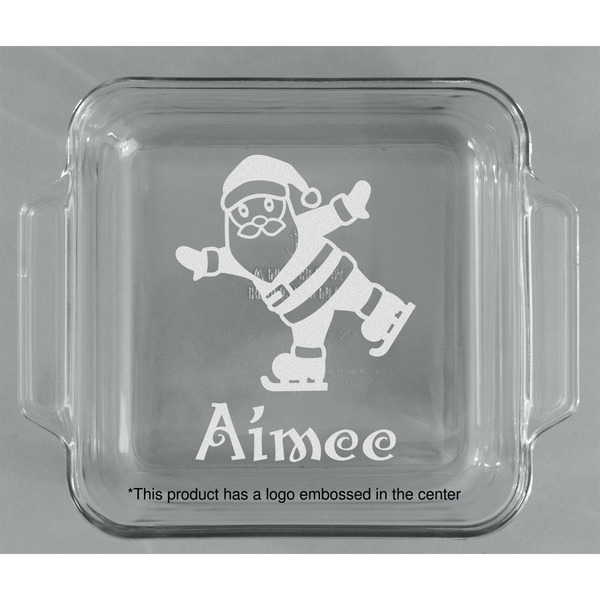 Santa Clause Making Snow Angels Glass Cake Dish - APPROVAL (8x8)