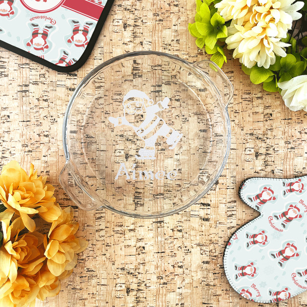 Santa Clause Making Snow Angels Glass Pie Dish - LIFESTYLE