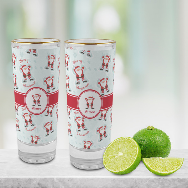 Santa Clause Making Snow Angels Glass Shot Glass - 2 oz - LIFESTYLE