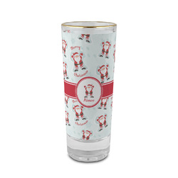 Santa Clause Making Snow Angels 2 oz Shot Glass -  Glass with Gold Rim - Single (Personalized)