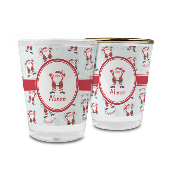 Custom Santa Clause Making Snow Angels Glass Shot Glass - 1.5 oz (Personalized)