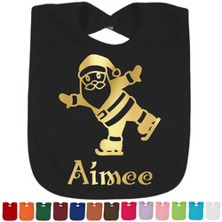 Santa Clause Making Snow Angels Foil Baby Bibs (Personalized)