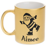 Santa Clause Making Snow Angels Metallic Gold Mug (Personalized)