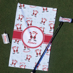Santa Clause Making Snow Angels Golf Towel Gift Set w/ Name or Text
