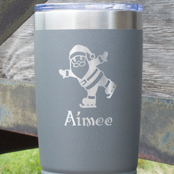 Santa Clause Making Snow Angels 20 oz Stainless Steel Tumbler - Grey - Single Sided (Personalized)