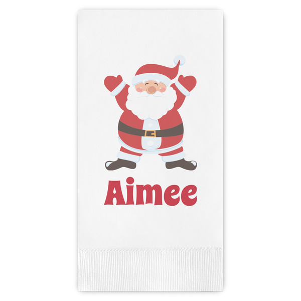 Custom Santa Clause Making Snow Angels Guest Towels - Full Color (Personalized)