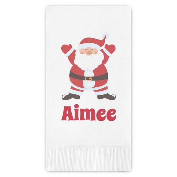 Custom Santa Clause Making Snow Angels Guest Paper Towels - Full Color (Personalized)