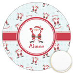 Santa Clause Making Snow Angels Printed Cookie Topper - 3.25" (Personalized)