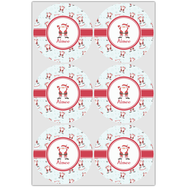 Santa Clause Making Snow Angels Icing Circle - Large - Set of 6