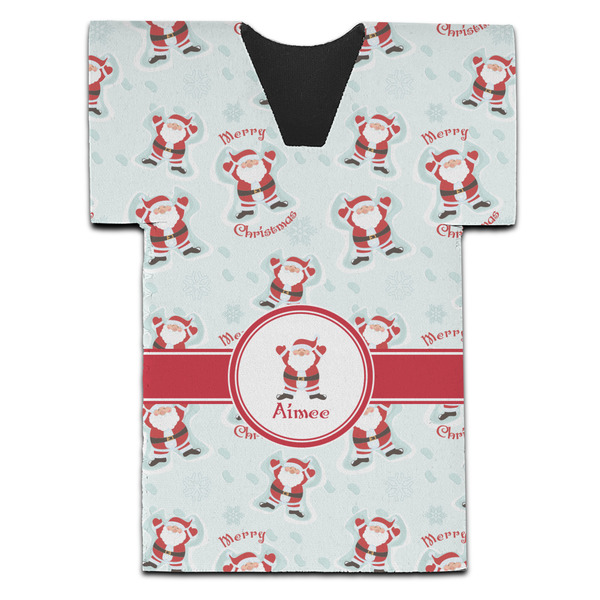 Custom Santa Clause Making Snow Angels Jersey Bottle Cooler (Personalized)